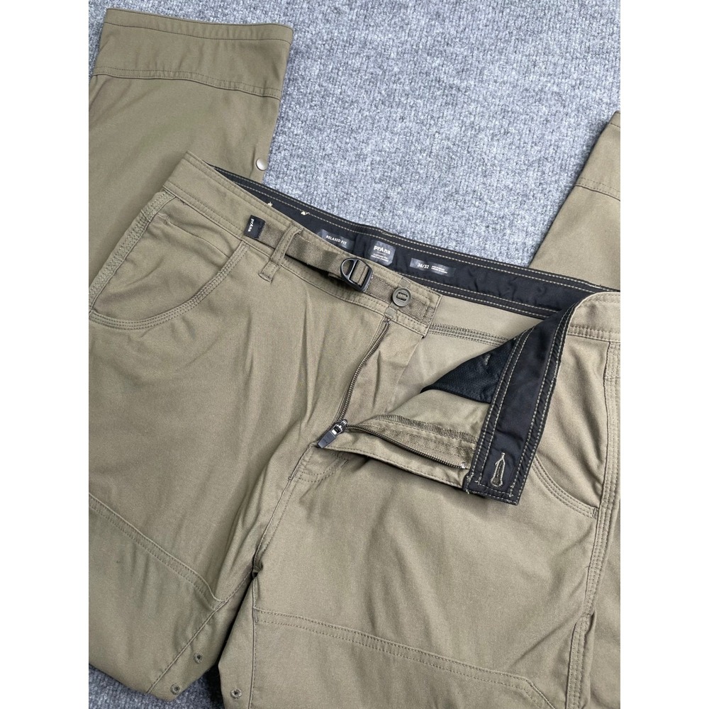 Prana Zion Pants Mens 36x32 Green Relaxed Fit Stretch Cargo Hiking Outdoor